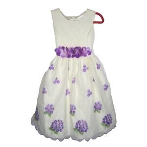 American Princess Dress Size 7 Embroidered Floral Mesh Overlay Wedding Fairy